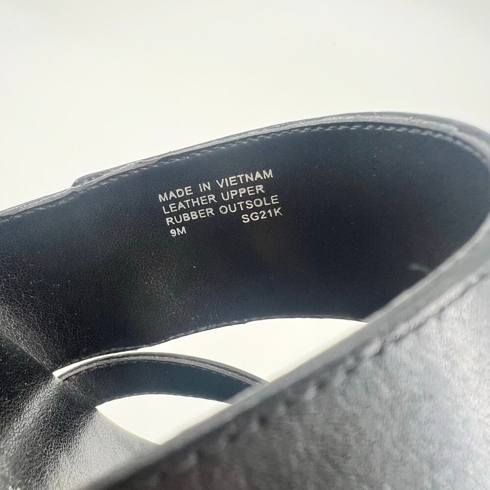 Michael Kors Women's 9 Sidney mid wedge Espadrille Sandals black & gold slip on - Picture 7 of 7